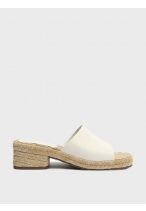 WHITE LEATHER BLOCK HEEL SANDAL-LEATHER