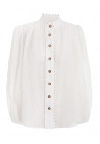 LYRE EMBROIDERED TRIM BLOUSE